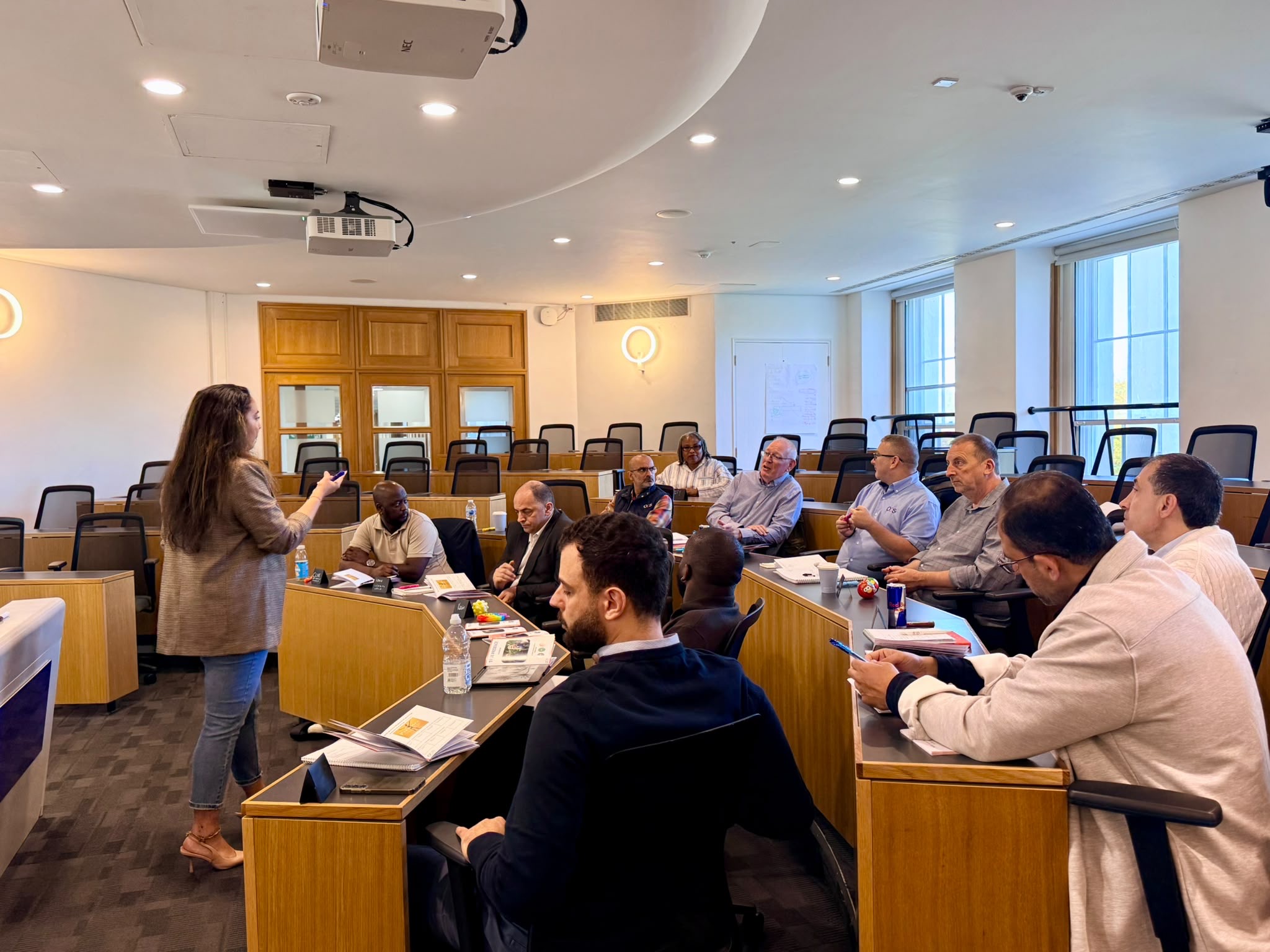 Facilitator leading an interactive customer service training session
